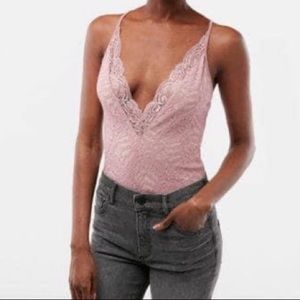 NWOT EXPRESS PINK LACE BODYSUIT